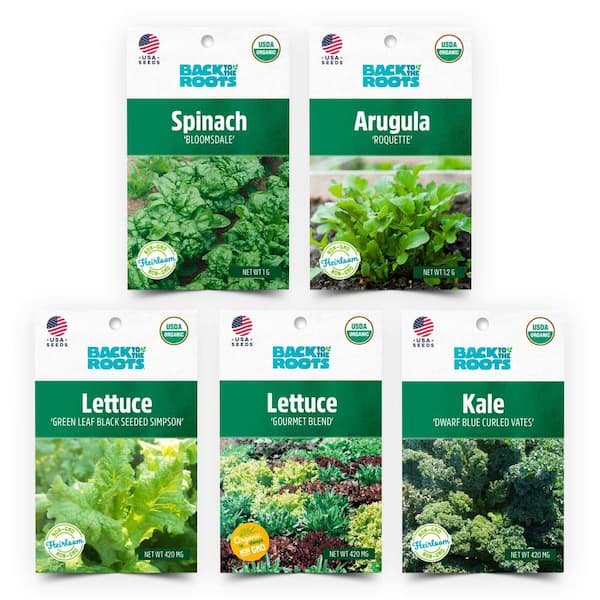 Back to the Roots Organic Leafy Greens Vegetable Seeds Variety (5-Pack)