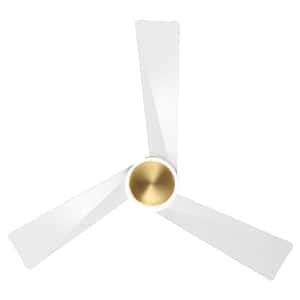 52 in. 3-ABS Blades White and Gold Indoor Ceiling Fan with LED light belt and Remote