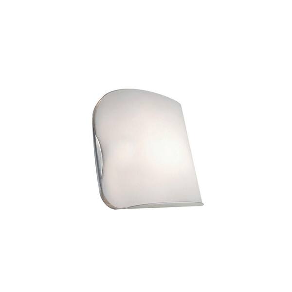 JESCO Lighting 1-Light Satin Nickel Softly Curved Wall Sconce with Frosted Glass