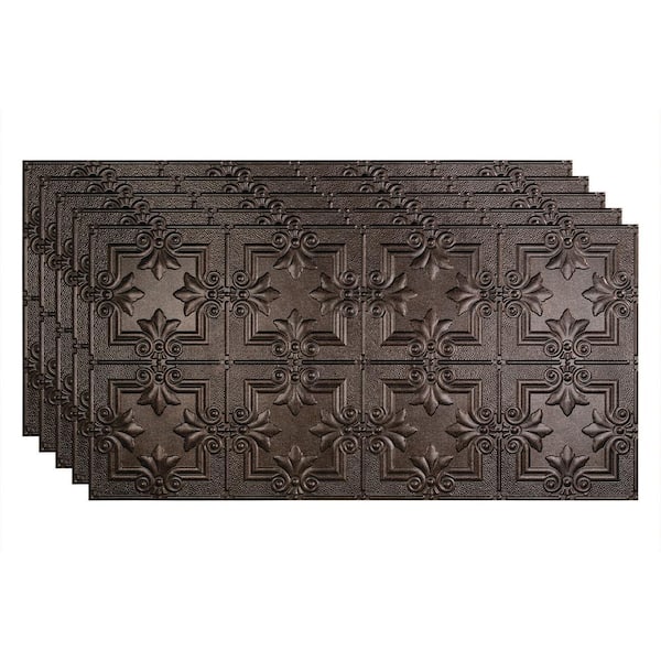 Fasade Regalia 2 ft. x 4 ft. Glue Up Vinyl Ceiling Tile in Smoked Pewter (40 sq. ft.)
