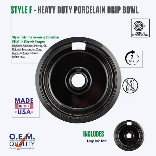Range Kleen 8 in. Drip Bowl in Black Porcelain