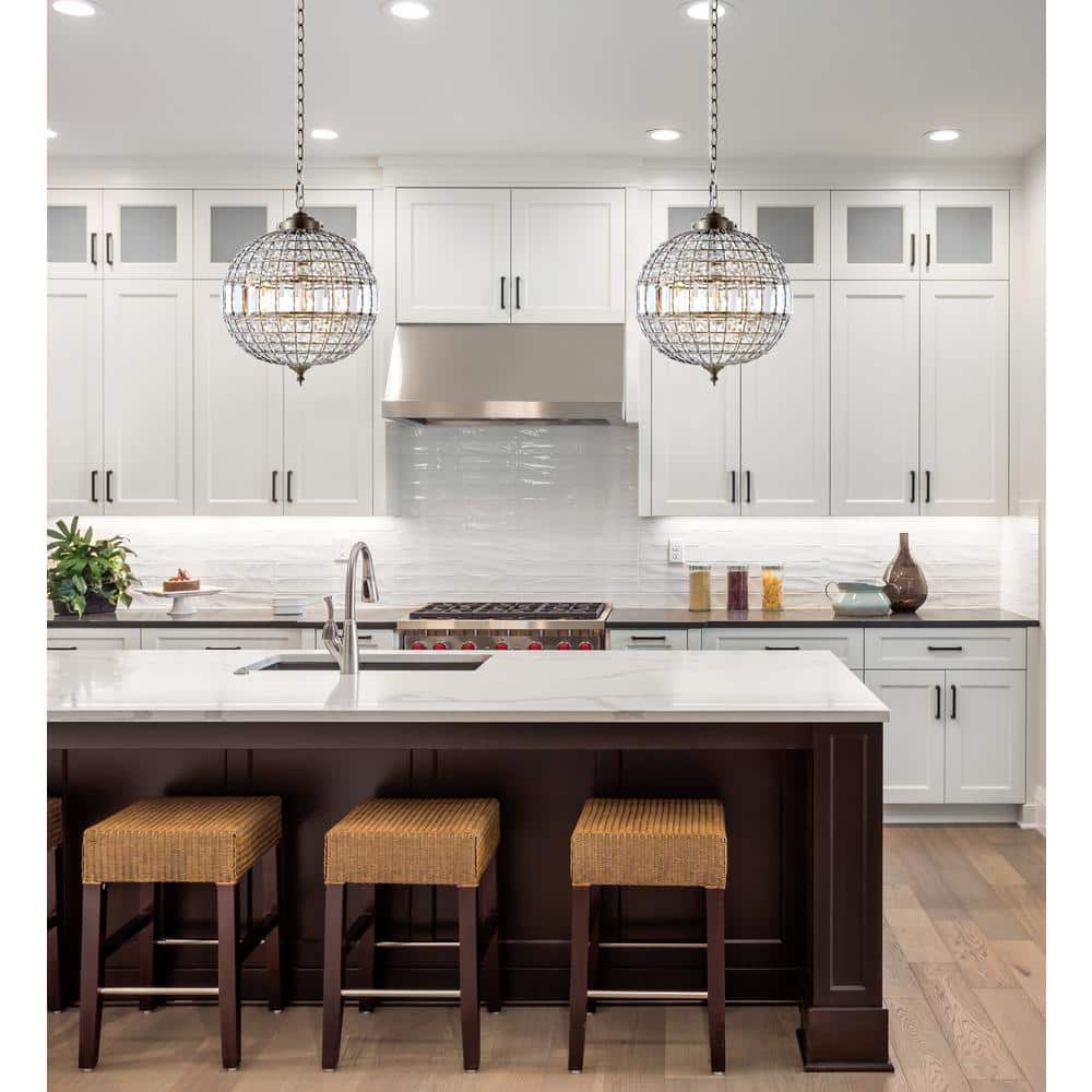 Georgina 16" Antique Brass Crystal LED Drum Pendant