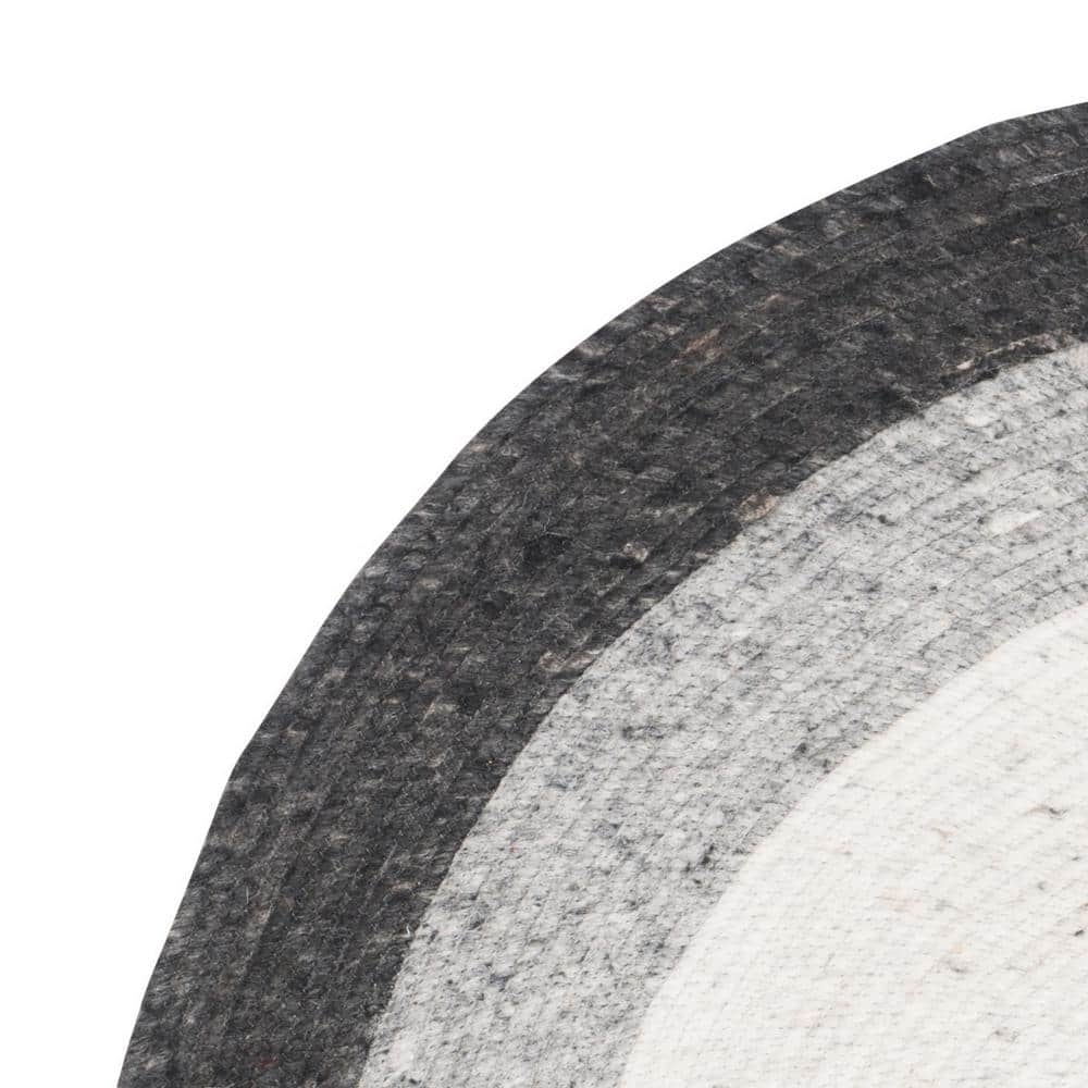 Handwoven Grey/Ivory Braided Wool 6' Round Area Rug