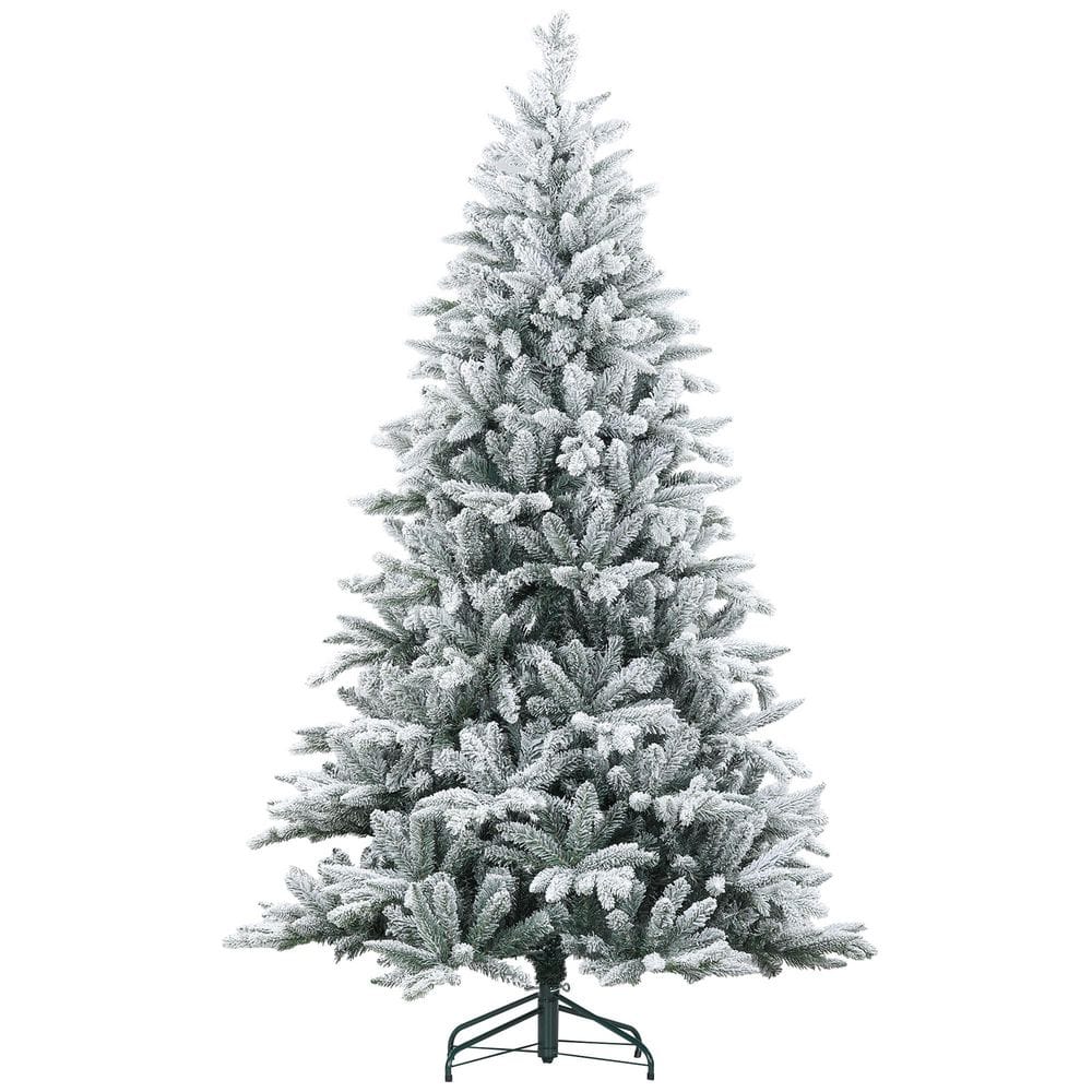 7 ft. Snow Flocked Artificial Christmas Tree with 1401 Tips, Foldable Metal Stand, Easy Assembly, Hinged Xmas Tree price history on PriceWatchPro