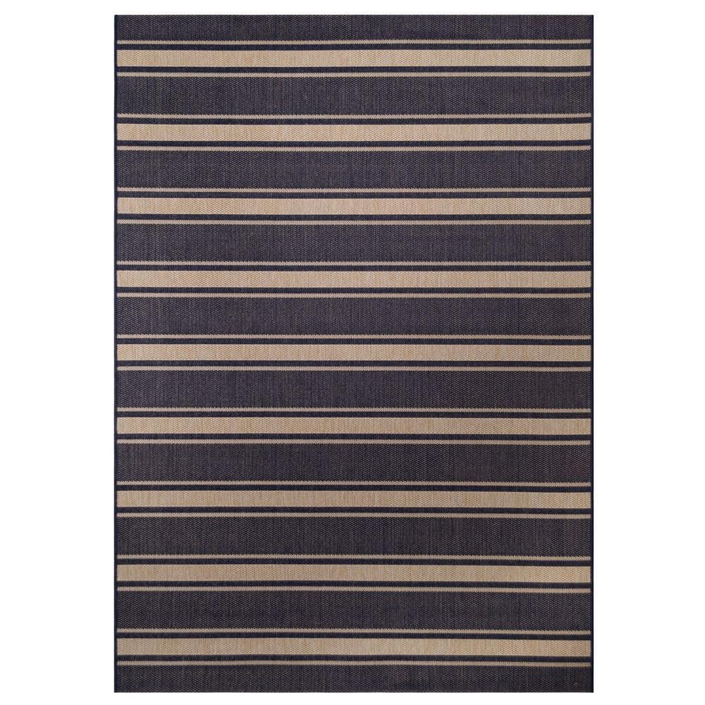 Hampton Bay Navy Stripe 5 ft. x 7 ft. Indoor/Outdoor Patio Area Rug