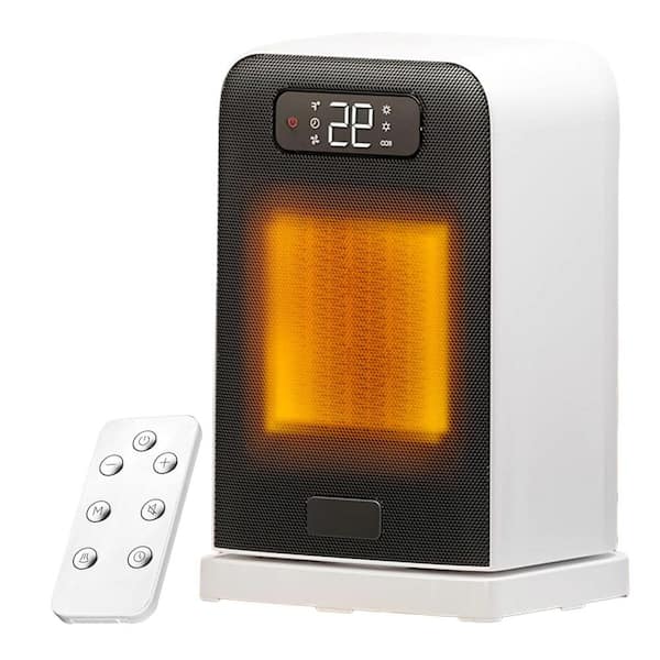 1500W White Indoor Electric Portable Heater, Auto Temperature Control, LED Display, ECO Mode, Quiet, Timer, 1 Pack