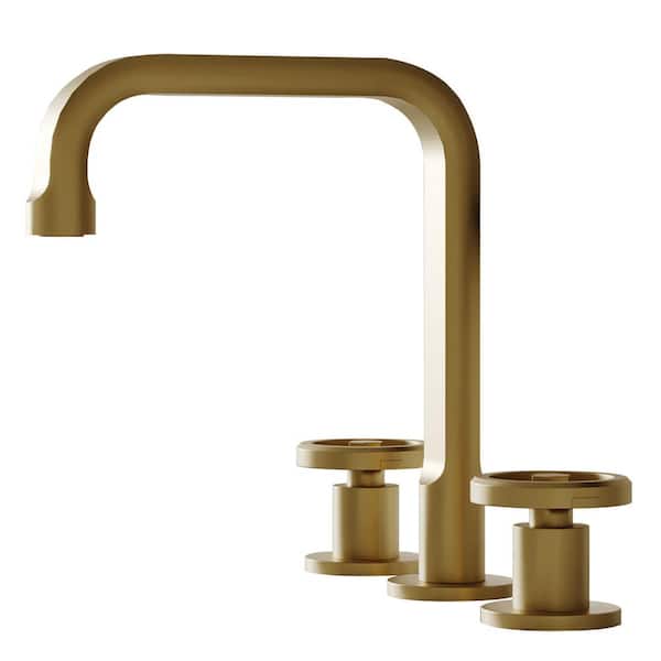 Unbranded 8 in. Widespread 2-Handle Bathroom Faucet with Pop-Up Drain Assembly in Brushed Gold