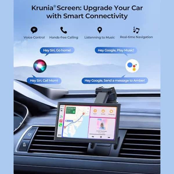 OBJLGEV Wireless Portable 7 in. Car Play Screen with Apple CarPlay