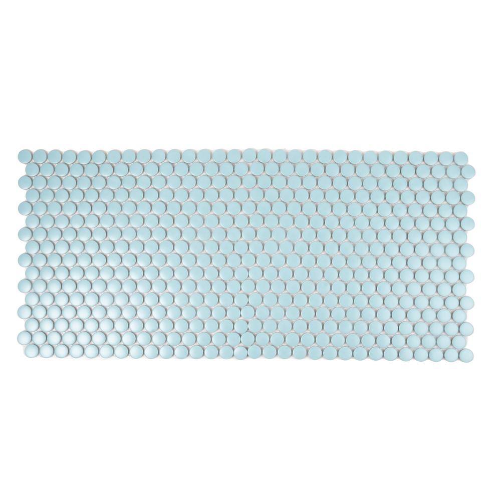 Cirkel Cyan Blue Matte Porcelain Penny Round Mosaic Tile Sheet