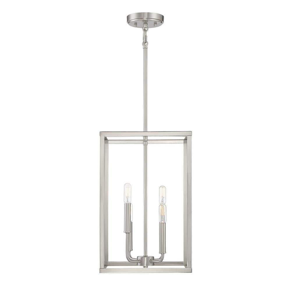 Contemporary Geometric 4-Light Brushed Nickel Pendant