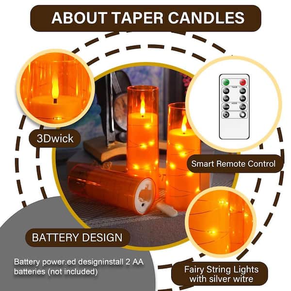 Orange Flameless LED Candles with Timer Set of 5 TG-FC-5POE - The