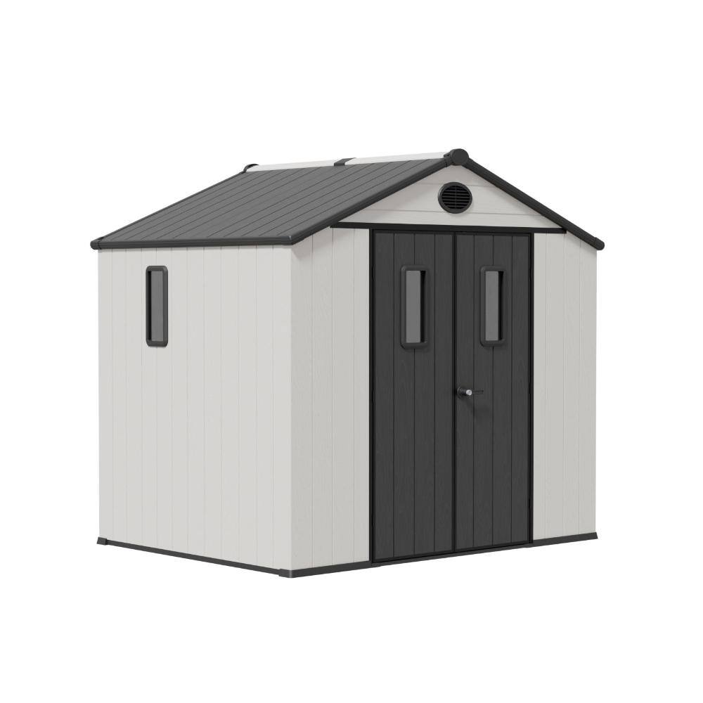 8 ft. W x 6 ft. D Resin Storage Shed Plastic Storage Room w/ Window Ventilation Hole Latch Door PC Panel for Backyard price history on PriceWatchPro