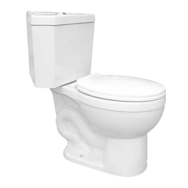 RENOVATORS SUPPLY MANUFACTURING Troyt Corner 2-Piece 0.8 GPF/1.6 GPF WaterSense Dual Flush Round Toilet in White with Slow Close Seat