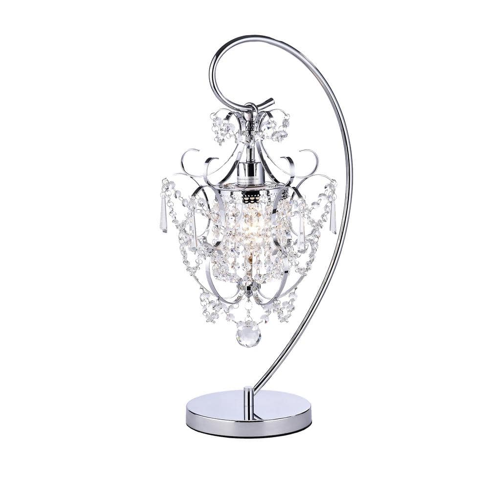 Elysian Adjustable 27" Silver Crystal Chandelier Table Lamp