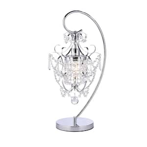 Unnie 24 in. Chrome Indoor Table Lamp with Crystal Shade