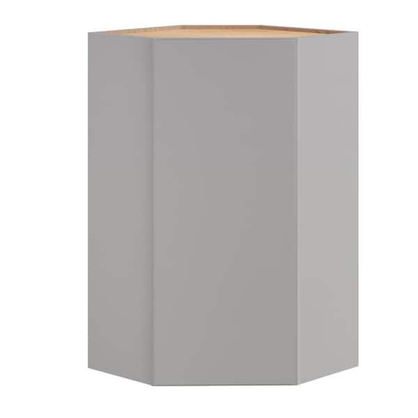 Home Decorators Collection Hargrove 27 in. W x 15 in. D x 42 in. H Assembled Plywood Wall Corner Kitchen Cabinet in Veiled Gray with Soft Close