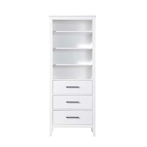 28 in. W x 18 in. D x 72 in. H White Freestanding Linen Cabinet