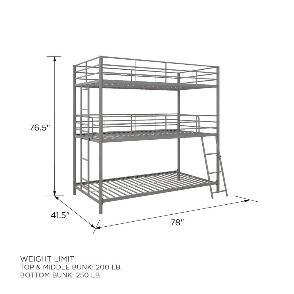 DHP Cormac White Metal Twin/Full Triple Bunk Bed | BigEasyMart.com