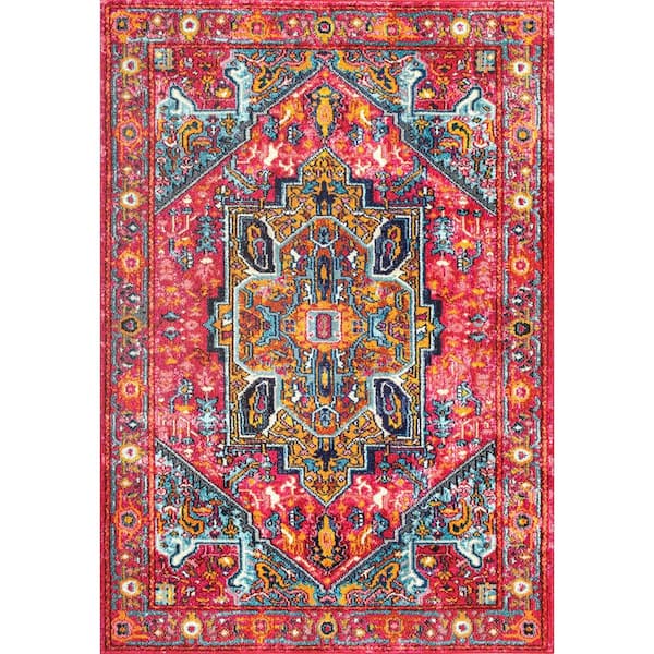 nuLOOM Reyna Medallion Pink 8 ft. x 11 ft. Area Rug