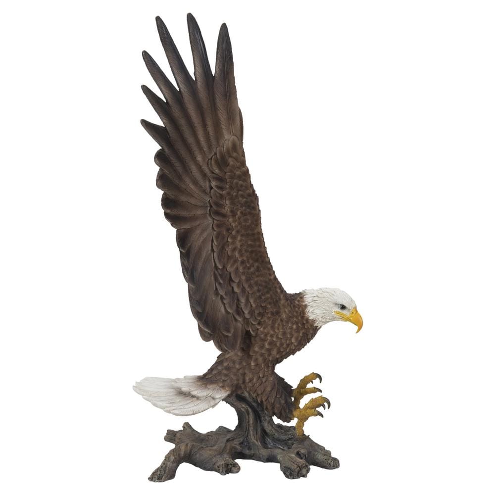 Large Brown and White Polyresin Flying Eagle Garden Statue