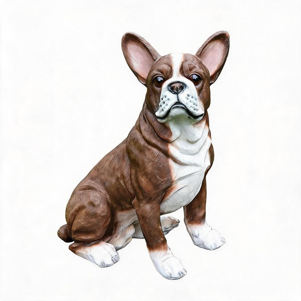 Lifelike French Bulldog Resin Statue, Weatherproof Brown & White Dog Figurine for Outdoor Garden, Patio & Porch Decor price history on PriceWatchPro