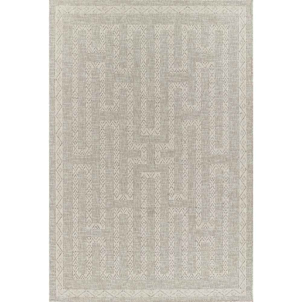 Modern Washable Gray Synthetic Rectangular Rug 3'3" X 5'