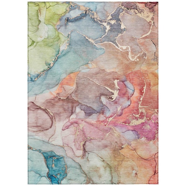 Blue 8 ft. x 10 ft. Chantille Machine Washable Indoor/Outdoor Geometric ACN500 Area Rug
