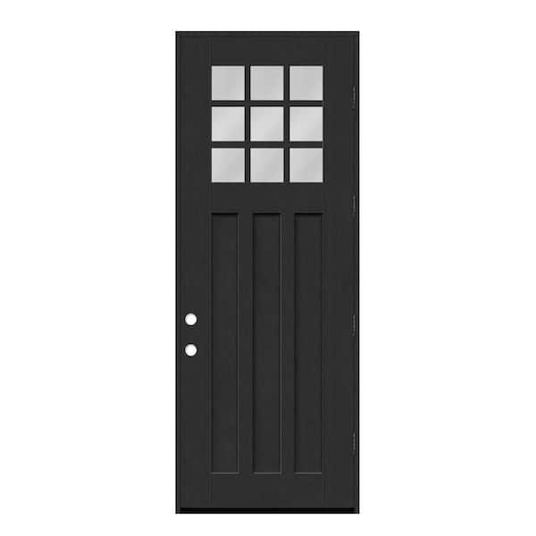 Regency 36 in. x 96 in. 1/4 9L-SDL Clear Glass LHOS Onyx Fiberglass Prehung Front Door with 4-9/16 Jamb