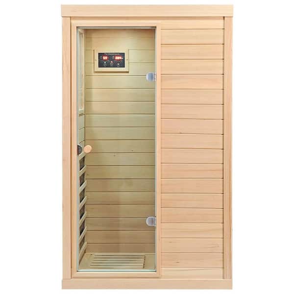 Moray 1-Person Indoor Hemlock Infrared Sauna with 6 Far-Infrared Carbon Heaters and Bluetooth Speakers