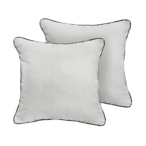 Ivory/Blue Outdoor Corded Throw Pillows (2-Pack)