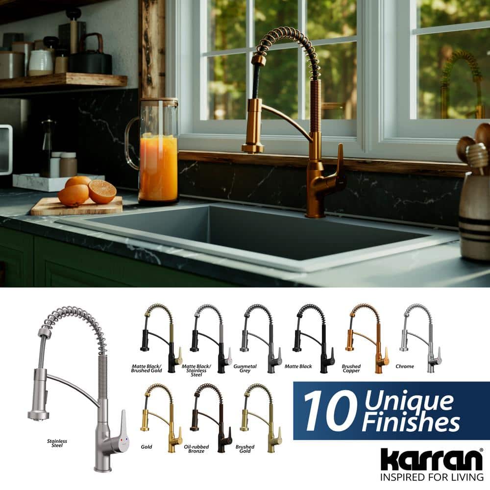 Brushed Copper Pull-Down Kitchen Faucet with Brass Construction