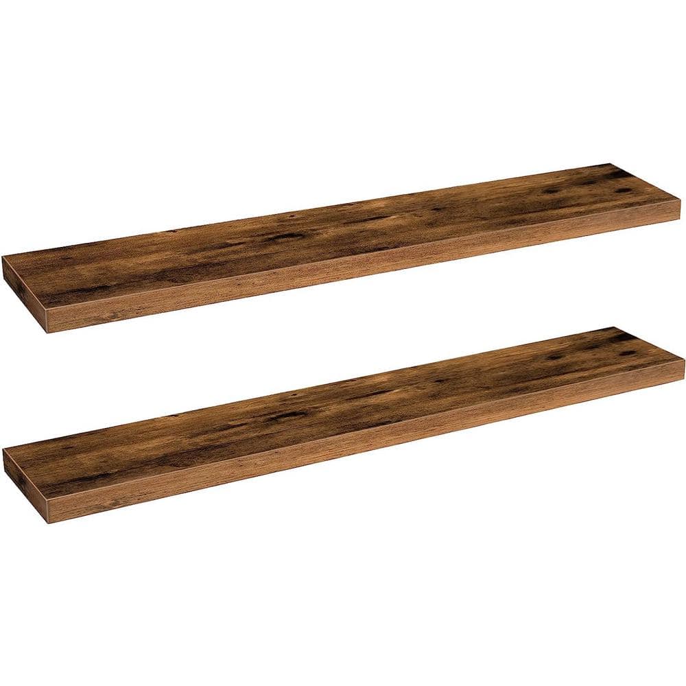 Brown Faux Wood Clothes Pin Wall Shelf, 30x6