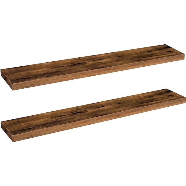Cubilan 47.2 in. W x 7.9 in. D Rustic Brown Decorative Wall Shelf, Floating Shelves