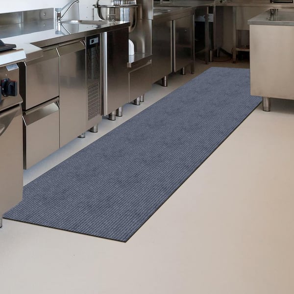 Sweet Home Stores Ribbed Waterproof Non-Slip Rubberback Solid Runner Rug, 2  ft. 7 in. x 11 ft., Gray, Polyester Garage Flooring SH-SRT703-3X11 - The  Home Depot