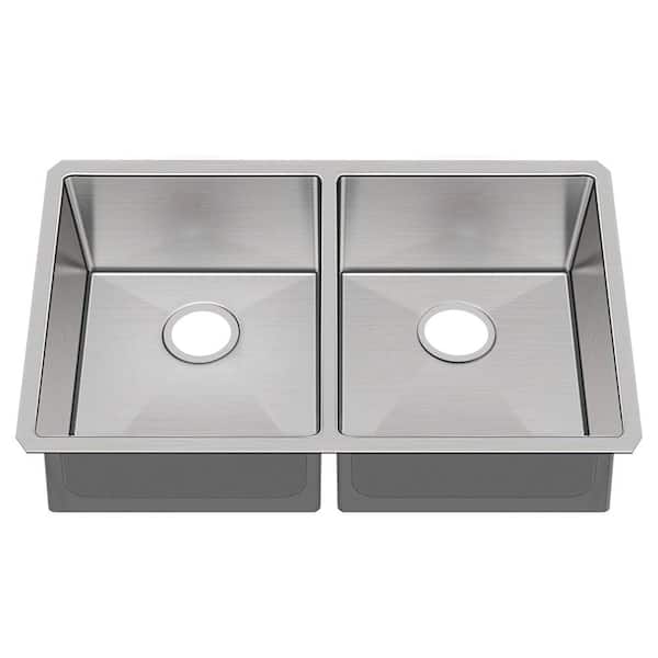 32 in. Undermount 50/50 Double Bowl 16 Gauge Stainless Steel Kitchen Sink Only