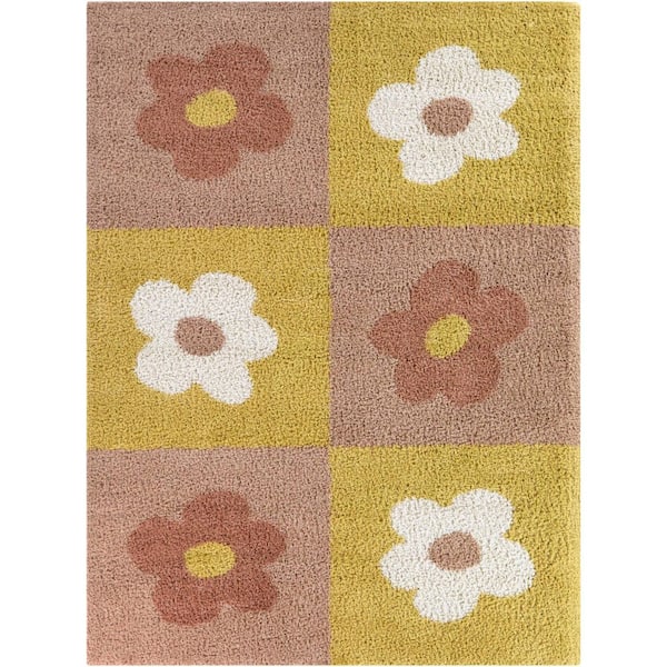Unbranded Sylvia Pink 5 ft. 3 in. x 7 ft. Floral Area Rug