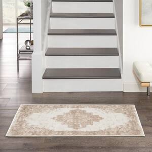 Grafix Ivory Beige 3 ft. x 5 ft. Center medallion Transitional Area Rug