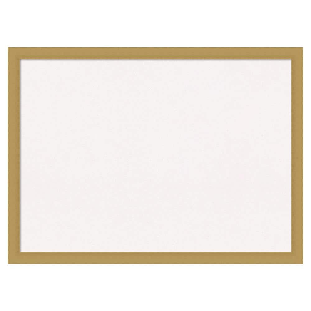 Amanti Art Grace Brushed Gold Narrow White Corkboard 30 in. x 22 in. Bulletin Board Memo Board