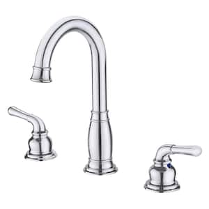 Chrome Widespread Bathroom Faucet 3-Hole 8 inch 2-Handle with Valve and Metal Pop-Up Drain, Tall Basin Sink Faucet