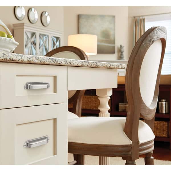 Bellport 3 in. or 3-3/4 in. (76mm or 96mm) Satin Nickel Cabinet Cup Pull