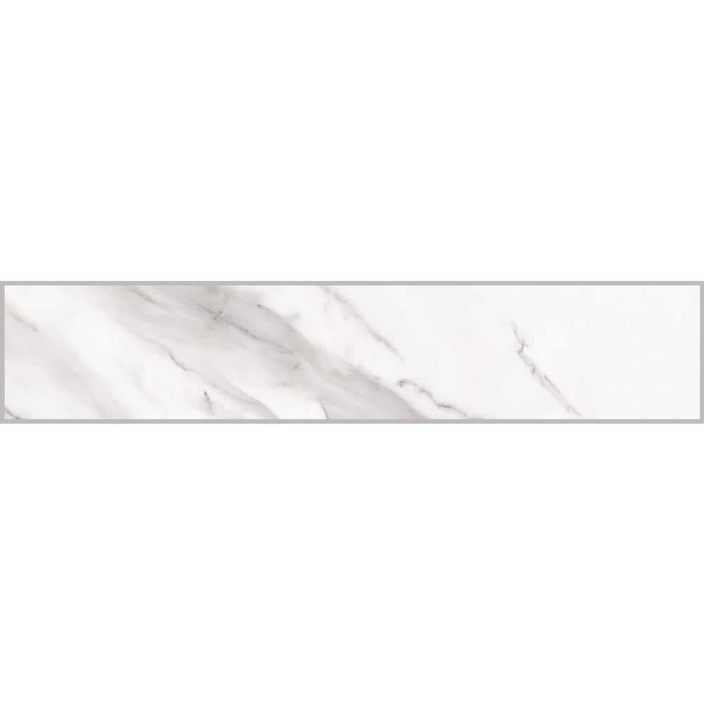 Florida Tile Home Collection Avante Bianco White 3 in. x 24 in. Porcelain Floor and Wall Bullnose Tile (6 sq. ft./Case), White/Matte -  CHDEAVA10P43N9