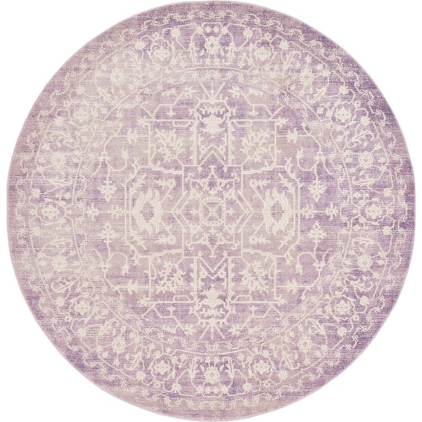 Unique Loom New Classical Olympia Purple 6' 0 x 6' 0 Round Rug 3129966 ...