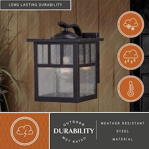 Mission 1 Light Bronze Rectangle Outdoor Wall Lantern Clear Glass