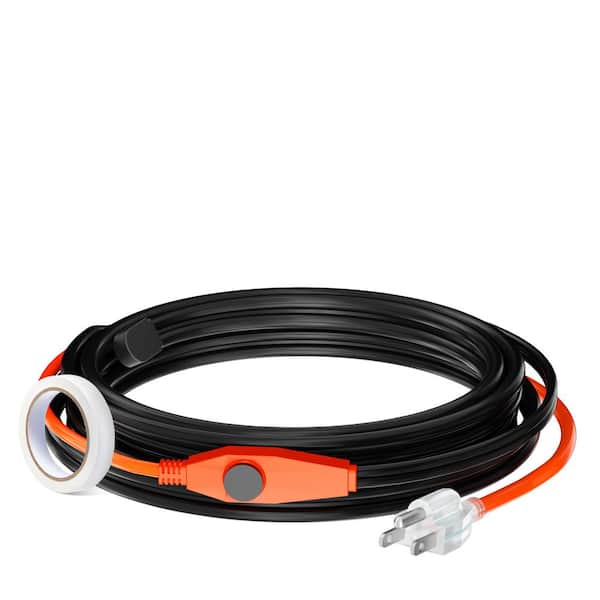VEVOR Pipe Heating Cable, 24 ft. 7W/ft. Heat Tape for Pipes with Built-In Thermostat, Water Pipe Heat Cable Protects PVC Hose