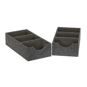 6 in. W x 3 in. H 1 Drawer Graphite Linen Section Hard-Sided Trays, Set (2-Pack)