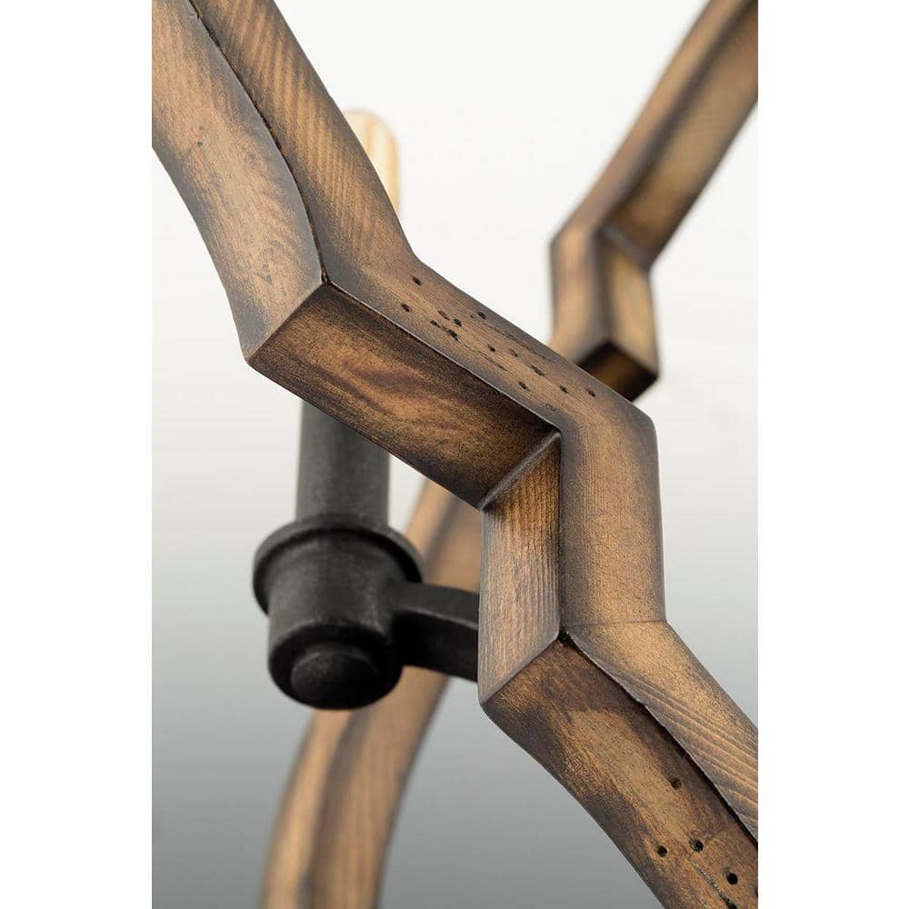 Spicewood Gilded Iron and Wood 4-Light Chandelier