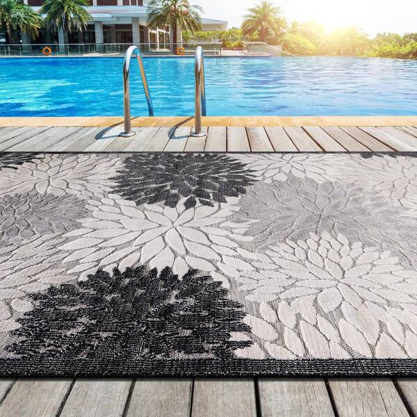 CAMILSON Spring Exotic Tropical Easy-Cleaning Non-Shedding Washable Outdoor  Indoor Area Rug Navy Blue 8x10