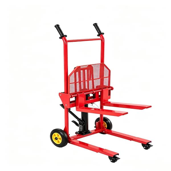 450LBS Hydraulic Material Lift, 36" Max Lift Portable Pallet Truck, Heavy-duty Steel Manual Forklift Stacker