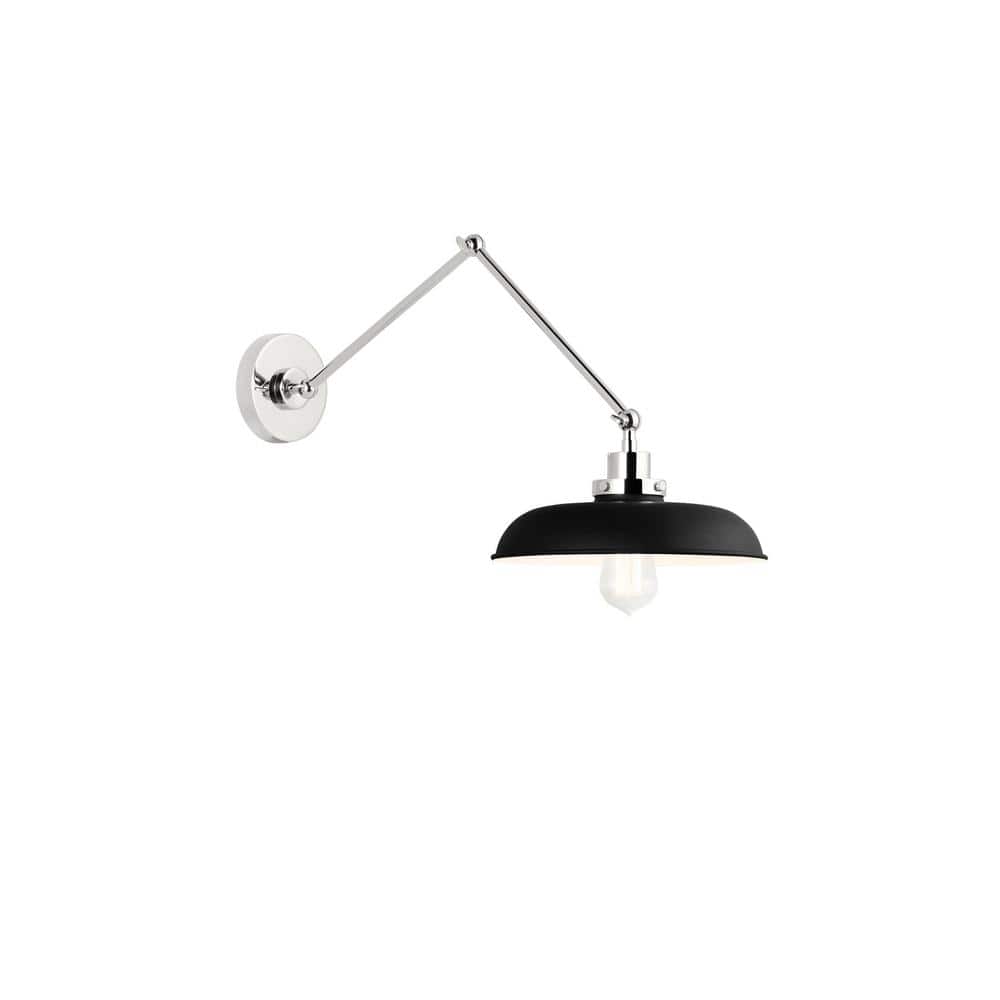 Midnight Black and Polished Nickel Dome Sconce