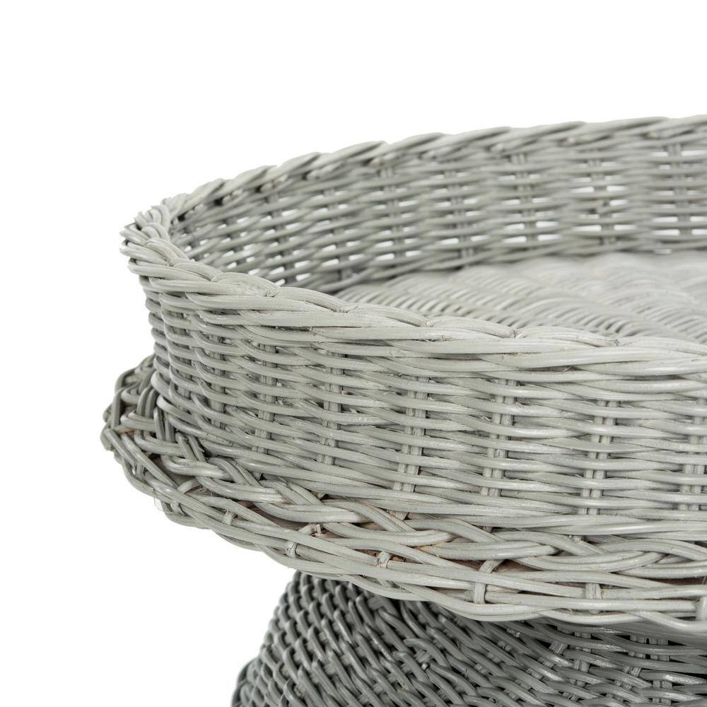Gray Rattan Elephant Round Storage Accent Table